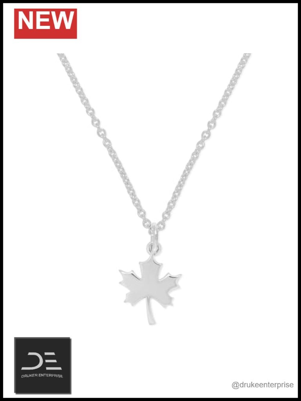 Sterling Silver Maple Leaf Pendant Necklace 18"